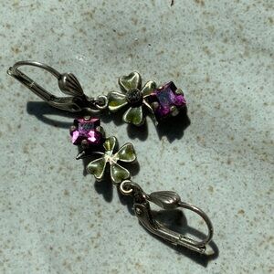 Shamrock with amethyst drop earrings